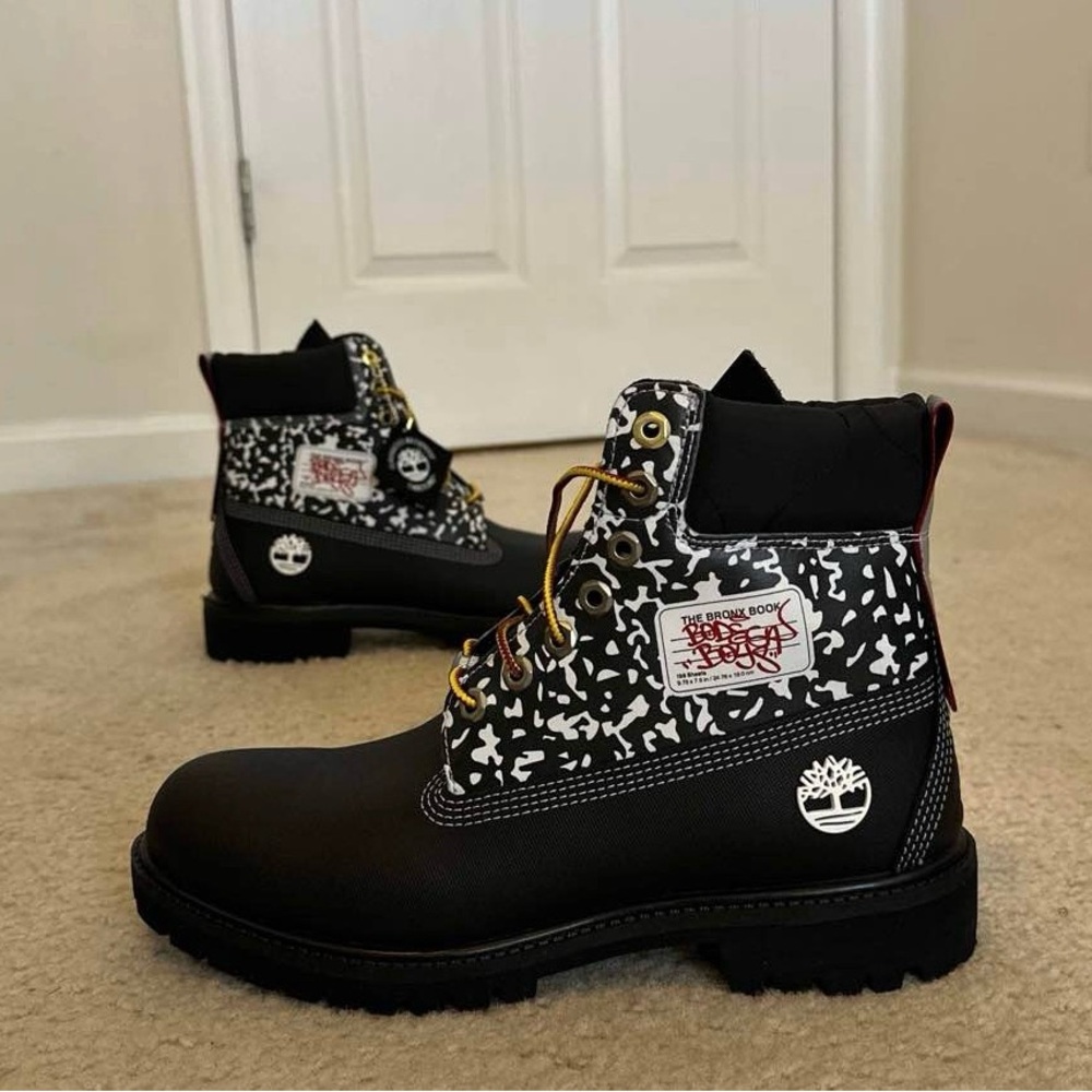 Timberland Black and White Patterned Boots